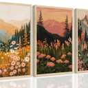 YUFEIART 3 Piece Boho Mountain Landscape Framed Wall Art Set of 3 16x20
Oak Wood Framed Wall Decor, Colorful Wildflower Mountain Prints, Boho Landscape Art for Living Room Bedroom or Office