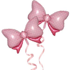 36 Inches Bow Foil Balloon Huge Bowtie Pink Balloon for Baby Shower, Wedding, Kids Theme Party Decoration (Pink)