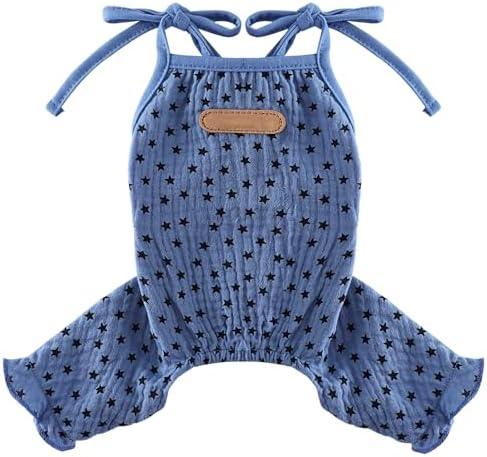 Dog Pajamas Spring Summer Dog Clothes for Small Dogs Girl Boy Star Strap Puppy Onesie Pjs for Doggie Pet Cat Jammies Apparel, Large