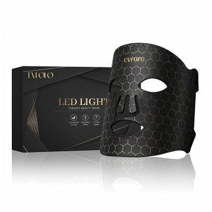 EVFOFO Red Light Therapy Mask for Face, 7 Colors LED Face Mask Light Therapy At Home, Led Face Mask Light Therapy, Black