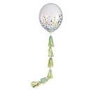 Confetti Latex Balloon with Baby Blue Tassel Tail - 24" (1 Pc) - Luxurious Party Decoration for Show-Stopping Celebrations & Events, Set Of 2