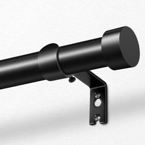 KAMANINA Black Curtain Rod 32 to 144 Inch, Heavy Duty 1 Inch Curtain Rods for Windows Long Adjustable Window Treatment Rods for Bedroom Living Room, Modern Design, Easy Installation