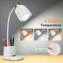LED Desk Lamp with USB Charging Port Touch Control 3 Color Modes, Stepless Dimming,Eye-Caring LED Table Lamp for Home,Office,Bedroom,Reading,Work,Study,Gooseneck Lamp, 5V, 2.4A