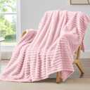 BEDELITE Fleece Throw Blanket for Couch - 300GSM Soft & Warm Fluffy Cherry Blossom Blanket, Decorative and Giftable Striped Blankets for Women, Men, 50"x60"