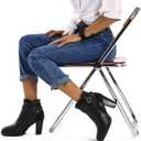 mysoft Women's Ankle Boots Chunky Stacked Heel Zipper Booties - Available in Wide Sizes (Buckle Black)