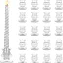 Hewory Glass Taper Candle Holders: 20PCS Clear Candle Holder Candlestick Holders, Crystal Ribbed Candle Sticks Holder Decor for Table Centerpiece Wedding Advent Wreath Christmas Thanksgiving Dinner