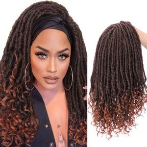 WIGER Headband Dreadlock Wigs Goddes Locs Crochet Hair Ombre Ginger Synthetic Twisted Wigs for Black Women Hand-Braided Crochet Locs Wigs (1B/350)
