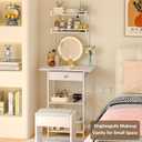 3IngSeagulls Small Vanity Desk Without Mirror, Makeup Vanity Table for Small Space, Compact White Dressing Table with Fabric Drawers, Makeup Vanity with Storage for Bedroom, White, 23.6inW