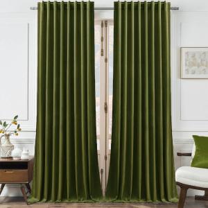 Timeper Hunter Green Velvet Curtains W52 x L84 inches 2 Panels, Blackout Thermal Insualted Curtains Velvet Drapes for Bedroom/Living Room/Home Office, Back Tab & Rod Pocket