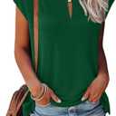 Kistore Women's Summer Casual V Neck Tank Tops Cap Sleeve Loose Fit Blouses Tunic Shirts (Green, L)