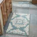 Better Trends Medallion Collection is a Tufted Bath Mat Rug 100% Cotton in Vibrant Colors, 21" x 34", Blue & Natural