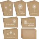 36 Pack Sympathy Cards Bulk with Envelopes - Kraft Paper Condolence Cards for Bereavement, Thinking of You - White Dandelion Design, Blank Inside (4x6 In)