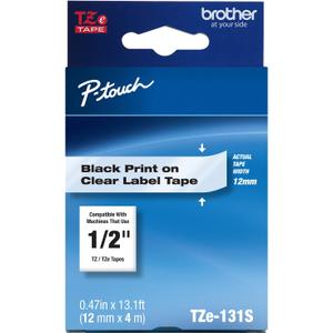 Brother Genuine P-Touch TZe-131S Economy Label Tape, Standard Laminated P-Touch Tape, Black on Clear, Perfect for Indoor or Outdoor Use, Water Resistant, 12mm (0.47) Wide x 4m (13.1) Long