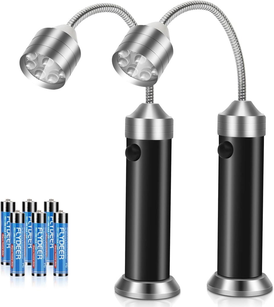 Grill Light - Christmas Stocking Stuffers Presents for Men, BBQ Grilling Accessories for Outdoor Grill, LED Barbecue Light with Magnetic Base & 360 Flexible Gooseneck, Batteries Included-2 Pack (Black)