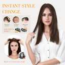 Hairro Human Hair Toppers For Women No Bang Middle Part Side Bangs Hair Clip Wispy Thin Short Wiglet Hairpieces 11 Inches 14g #02 Dark Brown