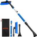 AstroAI 47.2" Ice Scrapers for Car Windshield and Extendable Snow Scraper with Foam Grip and 360 Pivoting Brush Head for Christmas Car Auto Truck SUV(Blue) (Medium)