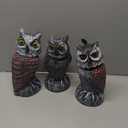 Hausse 3 Pack Bird Scarecrow Fake Horned Owl Decoy, Rotating Head Plastic Owl Bird Deterrents, Nature Enemy Horned Pest Repellent for Outdoor Garden