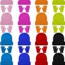 32 Pcs Winter Beanie Bulk and Gloves Set Knit Hat Touchscreen Gloves for Men Women Beanie Hat Stretchy Glove (Bright Colors)
