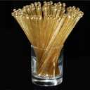 Honoson 100 Pieces Disposible Plastic Round Top Crystal Swizzle Sticks (Gold)