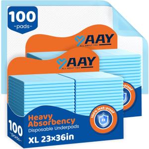 100 Count Disposable Beds Pads 23"x36",Premium Adults Incontinence Chucks Underpads,Super Absorbent Waterproof Pee Pads,Extra Large Puppy Training Pad,Baby Changing Pad