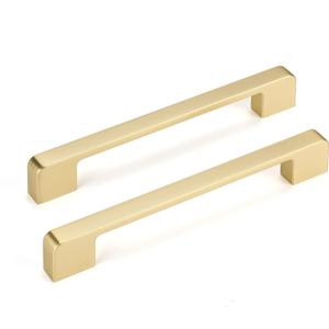 5 Pack 6-1/4 Inch Brushed Gold Cabinet Pulls Gold Cabinet Handles, Brass Dresser Drawer Pulls for Kitchen Cabinet Hardware Zinc Alloy Handles