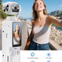 W & O Portable 2.5K Video Recorder with 180 Rotating Lens, Vlogging Camera,Pocket Body Camera with Audio & Video Recording, 7Hour Power, Handheld POV Cameras with 32GB CardWhite