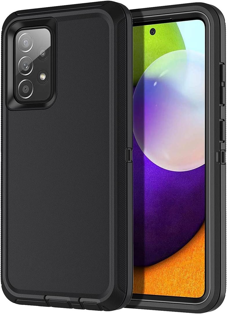 I-HONVA for Samsung Galaxy A52 5G Case Shockproof Dust/Drop Proof 3-Layer Full Body Protection [Without Screen Protector] Rugged Heavy Duty Cover Case for Galaxy A52 5G 2021,Black