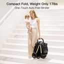 Gromast 2 in 1 Baby Stroller, Portable Travel Newborn Toddler Stroller with Cup Holder & UPF 50+ Canopy, One-Hand Automatic Folding - Black