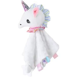 Baby Security Blanket  Ultra-Soft Lovey Blanket for Newborns & Toddlers, Calming Snuggle Buddy with Adorable Animal Design  Machine Washable, Ideal (Unicorn-White)