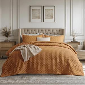 Bedsure Twin Quilt - Ultra Soft Twin XL Quilt Bedding for Dorm Decor, Lightweight All-Season Comforter, Honey Ginger Bedspread Coverlet with Clover Pattern, 68 x 86 Inches