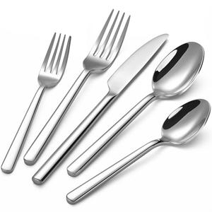 TININA 40-Piece Silverware Set, Heavy-Duty Stainless Steel Flatware Set for 8, Cutlery Set with Modern Round Handle, Mirror Polished Silverware for Home, Wedding, Restaurant, Dishwasher Safe