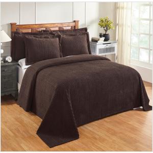 Better Trends 1 Piece Chenille Bedspread Queen Size Gift for Mom 100% Cotton Chenille Bedspread Lightweight Classic Stripe Pattern Bedroom Decor Jullian Collection (Queen Bedspread, Chocolate)