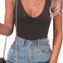 SAUNGKUAI Womens Bodysuit Sexy Plunge Deep V Neck Backless Sleeveless Tank Thong Body Suits Outfits for Going Out (Large, Coffee)