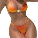SOLY HUX Women's Triangle Bikini Sets Halter Cheeky Swimsuits Ombre Two Piece High Cut Bathing Suits Summer Beach Outfits M