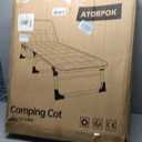 ATORPOK Folding Camping Cot for Adults with Padded Mattress and Pillow, Adjustable Reclining Lounger Sleeping Cot Bed, Ideal for Camping, Travel, Garden, or Office Use, Blue, Single