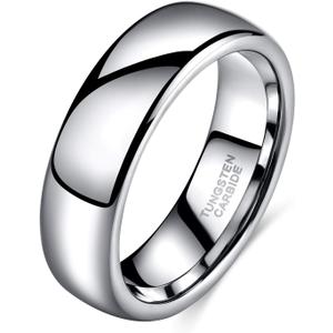 TRUMIUM 2mm 4mm 6mm 8mm Tungsten Wedding Band Ring for Men Women Silver/Rose Gold Plated/Rainbow/Gold Plated Domed High Polish Engagement Promise Rings Comfort Fit 4-15