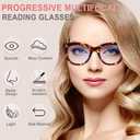 Progressive Multifocus Reading Glasses for Women Men Blue Light Blocking Computer No Line Multifocal Readers