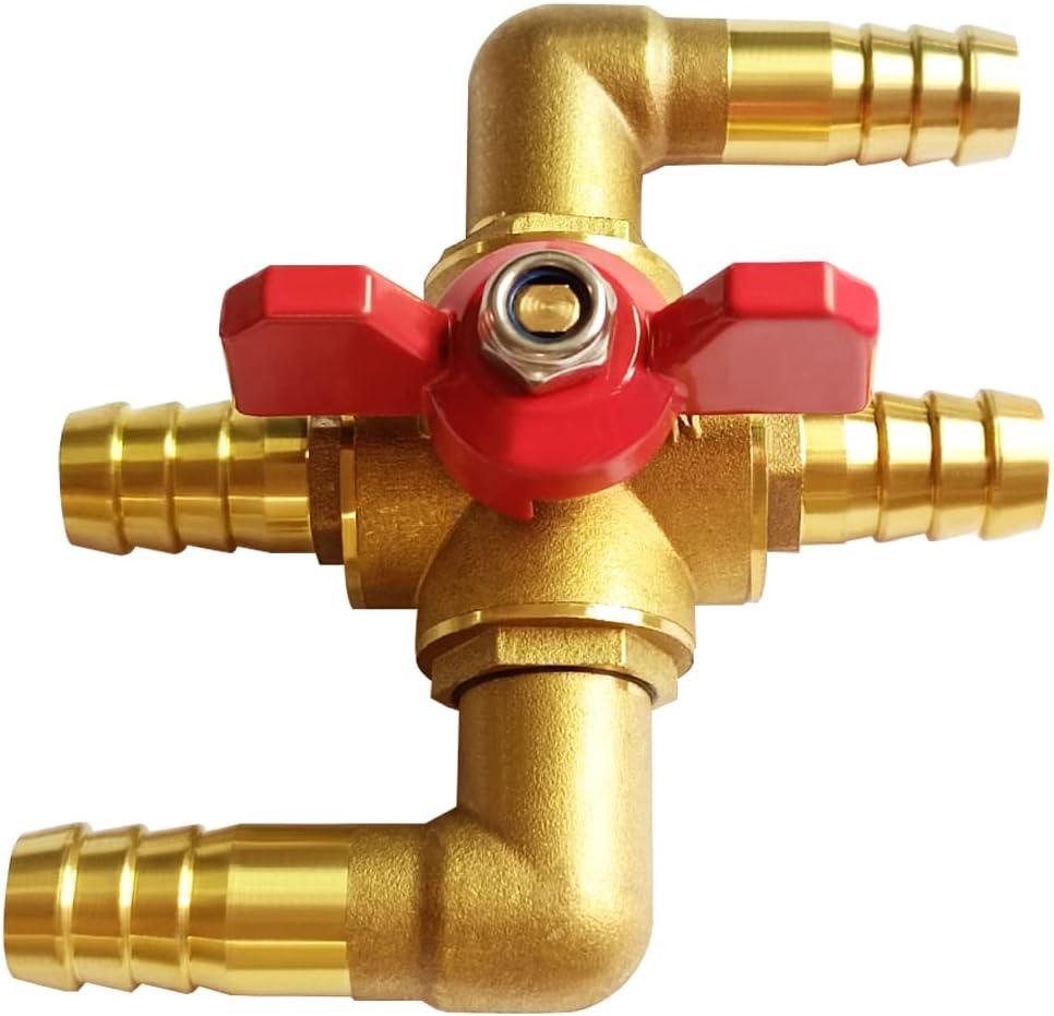 Uenede Solid Brass 5/8 Inch Heater Control Valve, Car Heater Air Conditioning Ball Valve with Switch 5/8" Hose Barb Automotive Heater Bypass Valve Fittings