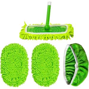 Thickened Heavy-Duty Chenille Mop Pads Compatible with Swiffer and All Other 10-12 Inch Mops,Reusable Wet & Dry Mop Refills,Machine Washable for Hardwood,Tile,Laminate Floors