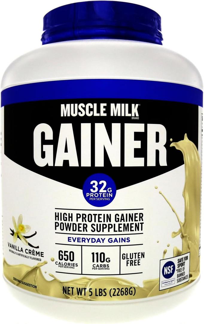 Muscle Milk Gainer Protein Powder, Vanilla Creme, 32g Protein, 5 Pound (EXP 06/29/26)
