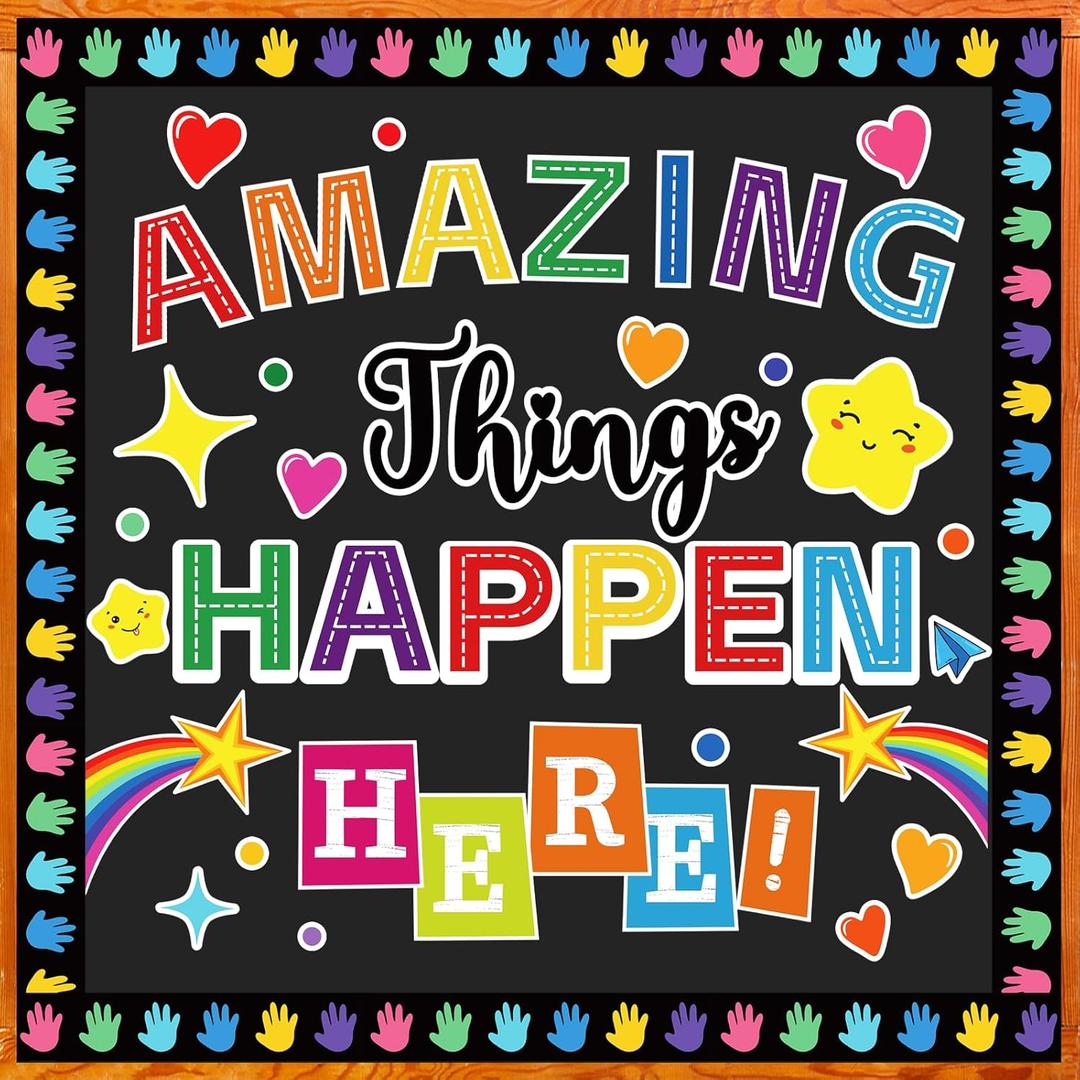 Classroom Bulletin Board Decorations Colorful Motivational Wall Door Decor Welcome Back to School Bulletin Board for Kindergarten Preschool Elementary Middle School- Amazing Things Happen Here Classroom Bulletin Board Decorations Colorful Motivational Wall Door Decor Welcome Back to School Bulletin Board for Kindergarten Preschool Elementary Middle School- Amazing Things Happen Here