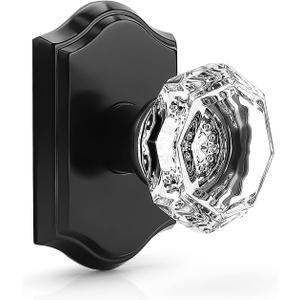 Orger Crystal Interior Half-Dummy Door Knob for Cloakroom/French Door, Individual Non-Turning Decorative Inactive Knob for Single Side, 1 Pack Black Vintage Dummy Door Knob