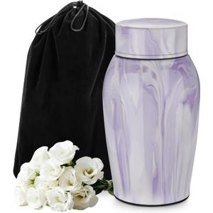 SOITIS Urns for Human Ashes, Mini Urn for Ash Male Female, Small Urns for Human Ashes Keepsake, Stainless Steel Memorial Cremation, Decorative Urn Funeral Urn - Purple Keepsake Holder