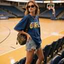 Women's Basketball 22 Shirt Retro Oversized Tee for Basketball Moms Players Fans Funny Sports Gift Top (Blue, XXL)