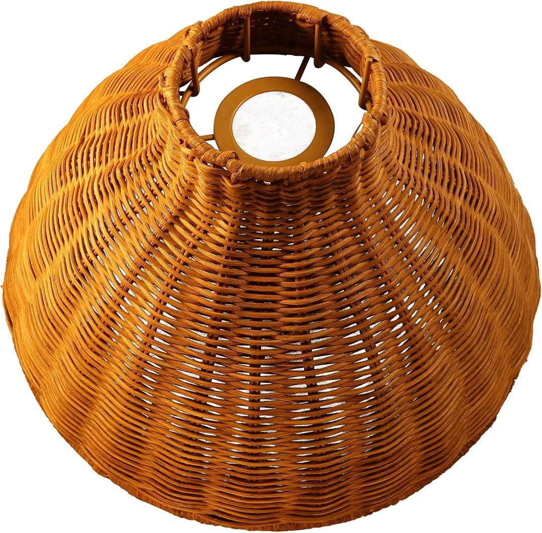 Rattan woven Pendant Lights Shade Rattan Hanging Lamp Shades for Pendant, Floor, Table, and Wall Lamps - Boho Wicker Light Shades - Replacement Pendant Light Covers