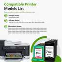 74XL 75XL Ink Cartridges Combo Pack Replacement for HP 74 75 Ink Cartridges for DeskJet D4260 Photosmart C4280 C4300 C4400 C4500 OfficeJet J5788 J6480 Printer (2-Pack, 1Black/1Tri-Color)