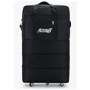 Expandable Extra Large Travel Oxford Duffel Bag with Wheels Waterproof Lightweight Traveling Foldable Suitcase (Black, L) Expandable Extra Large Travel Oxford Duffel Bag with Wheels Waterproof Lightweight Traveling Foldable Suitcase (Black, L)