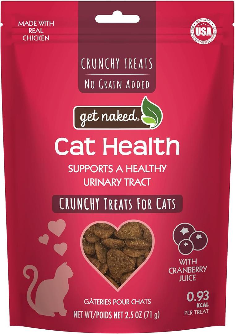 4 x Get Naked Urinary Health Crunchy Treats For Cats, Cranberries, (1 Pouch), 2.5 Oz (EXP 08/27/27)
