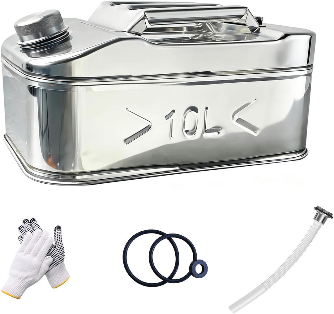 2.5 Gallon 304 Stainless Steel Water Jug - Portable SS Water Storage Container With 0.8mm Thick Wall Storing Or Transporting Water For Emergency Readiness, Camping, Boating, RV cabinet And Outdoor Use