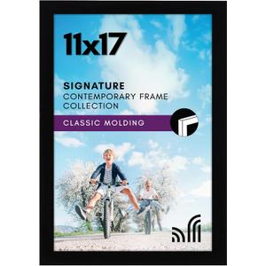 Americanflat 11x17 Picture Frame with Shatter-Resistant Glass - Signature Collection - Gallery-Style Frames Made of Engineered Wood - Photo Frame for Wall Display - Black
